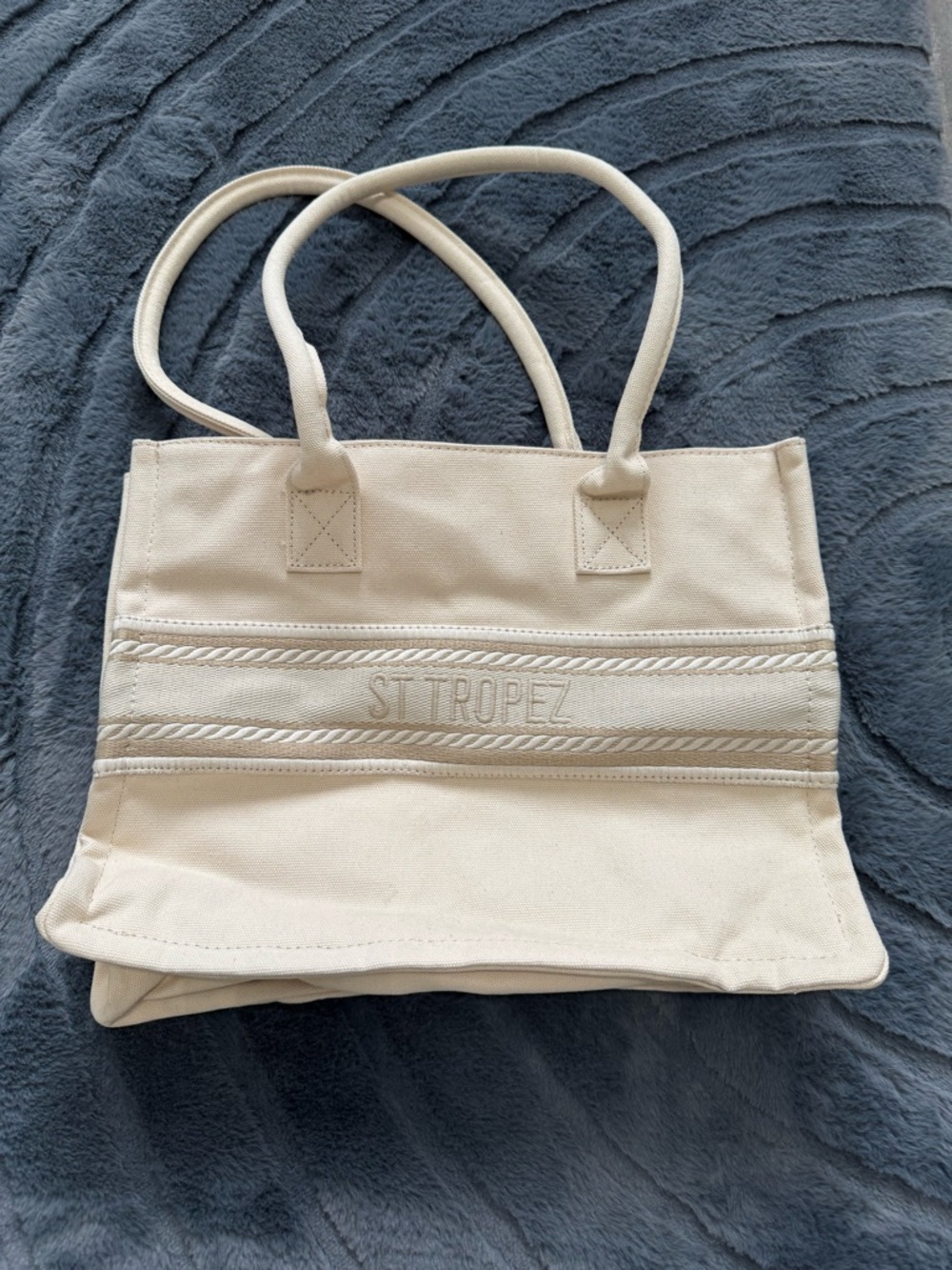 NWOT - A New Day St. Tropez Cream Canvas Tote with Rope Trim